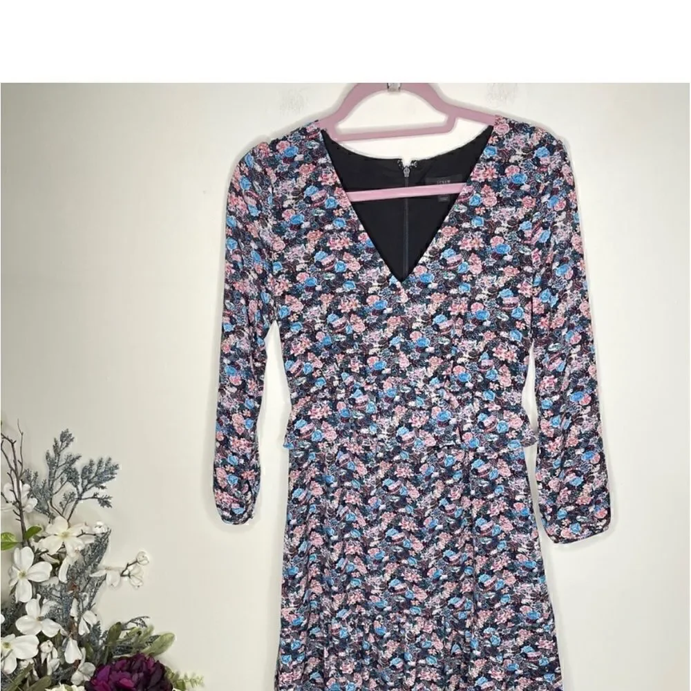 J. CREW Ruffle Hem Dress Paisley Floral